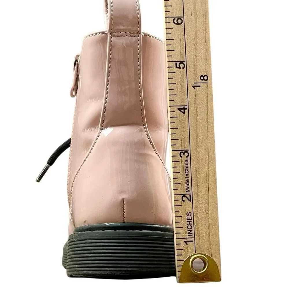 Art Class Pink Patten Leather Lace Up Combat Boots 3